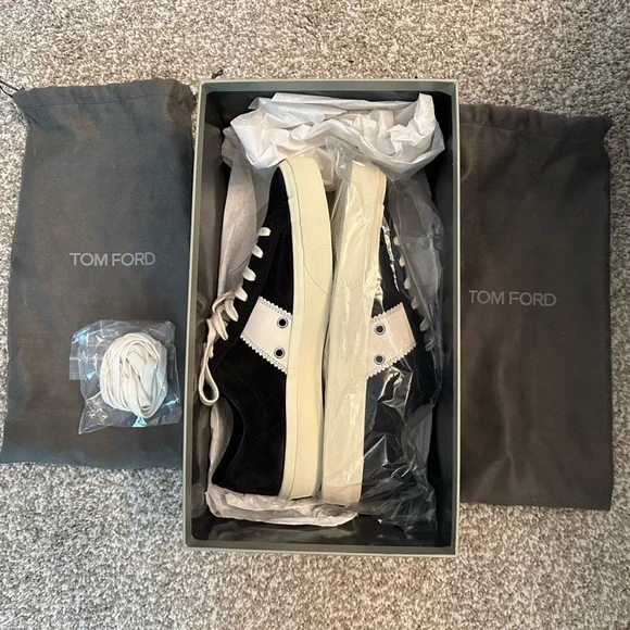 Tom Ford New Warwick Sneakers Sz. 9 Made In Italy + Box, Dust Bags, x laces - Picture 9 of 11